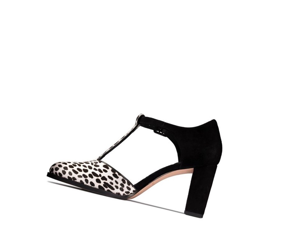 Clarks Kaylin 85 T Bar Print Freizeitschuhe Damen Leopard | UGLA41865