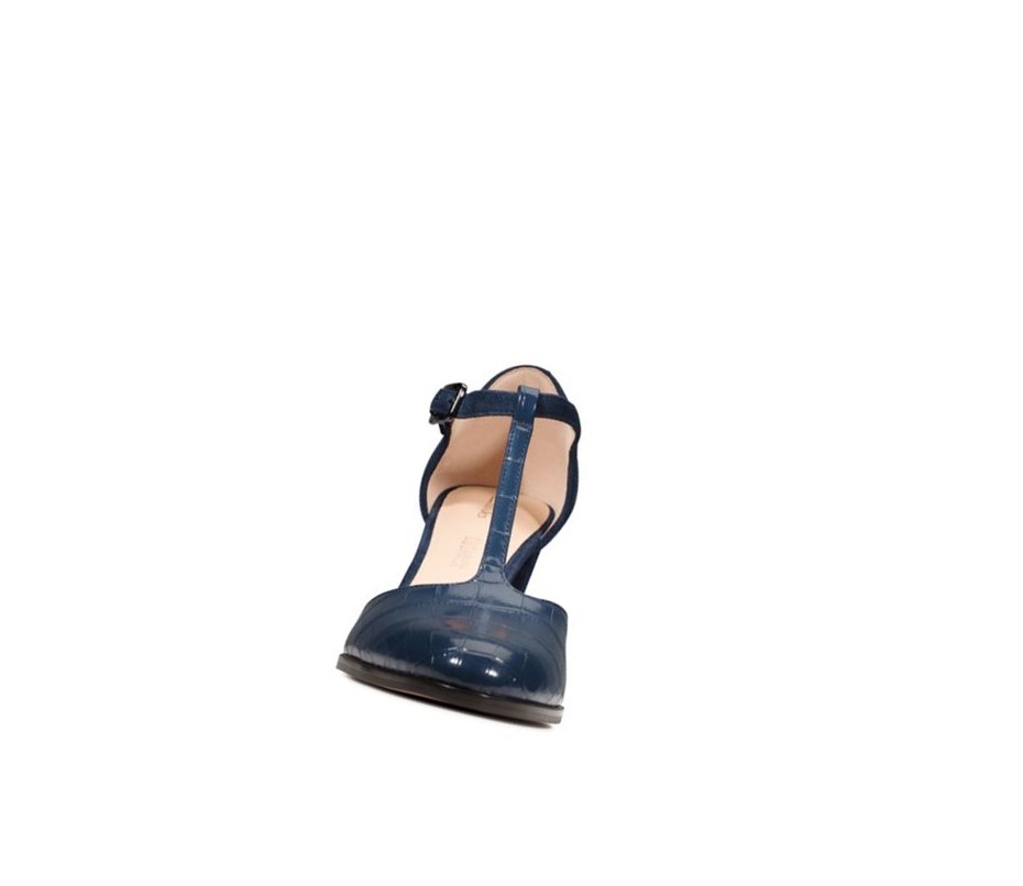 Clarks Kaylin 85 T Riemen Croc Hohe Schuhe Damen Navy | JAWE71596