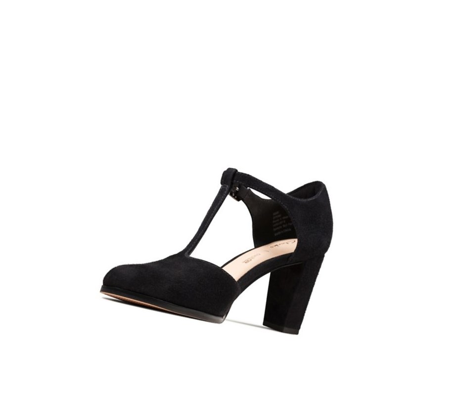 Clarks Kaylin 85 T Riemen Wildleder Hohe Schuhe Damen Schwarz | MCSW94578