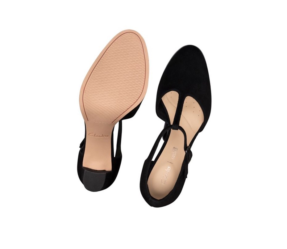 Clarks Kaylin 85 T Riemen Wildleder Hohe Schuhe Damen Schwarz | MCSW94578