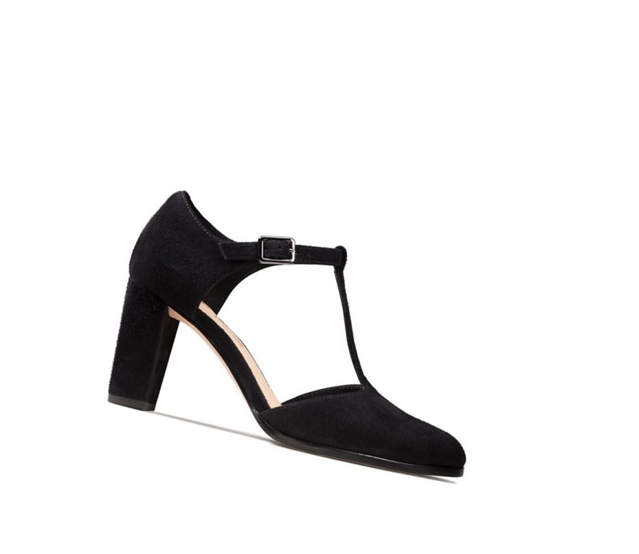 Clarks Kaylin 85 T Riemen Wildleder Hohe Schuhe Damen Schwarz | MCSW94578