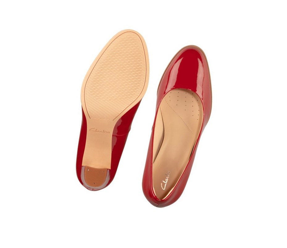 Clarks Kaylin Cara 2 Lack Leder Weite Fit Lederschuhe Damen Rot | FNSJ12635