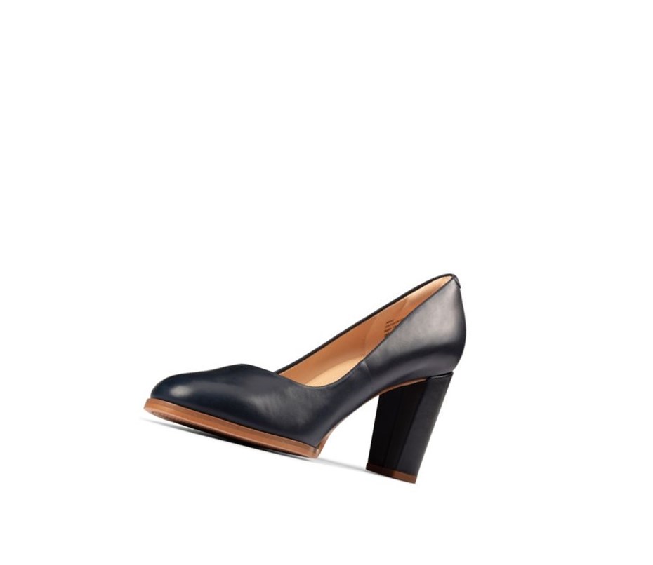 Clarks Kaylin Cara 2 Leder Weite Fit Lederschuhe Damen Navy | MJRA15973
