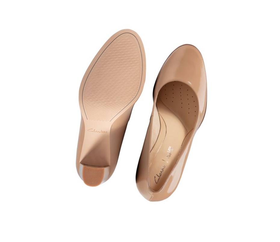 Clarks Kaylin Cara Lack Hohe Schuhe Damen Hautfarbe | JOFW74351