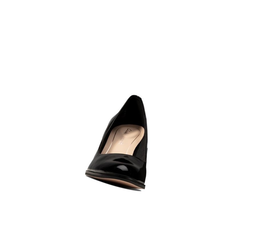 Clarks Kaylin Cara Lack Weite Fit Lederschuhe Damen Schwarz | ZJXD67218