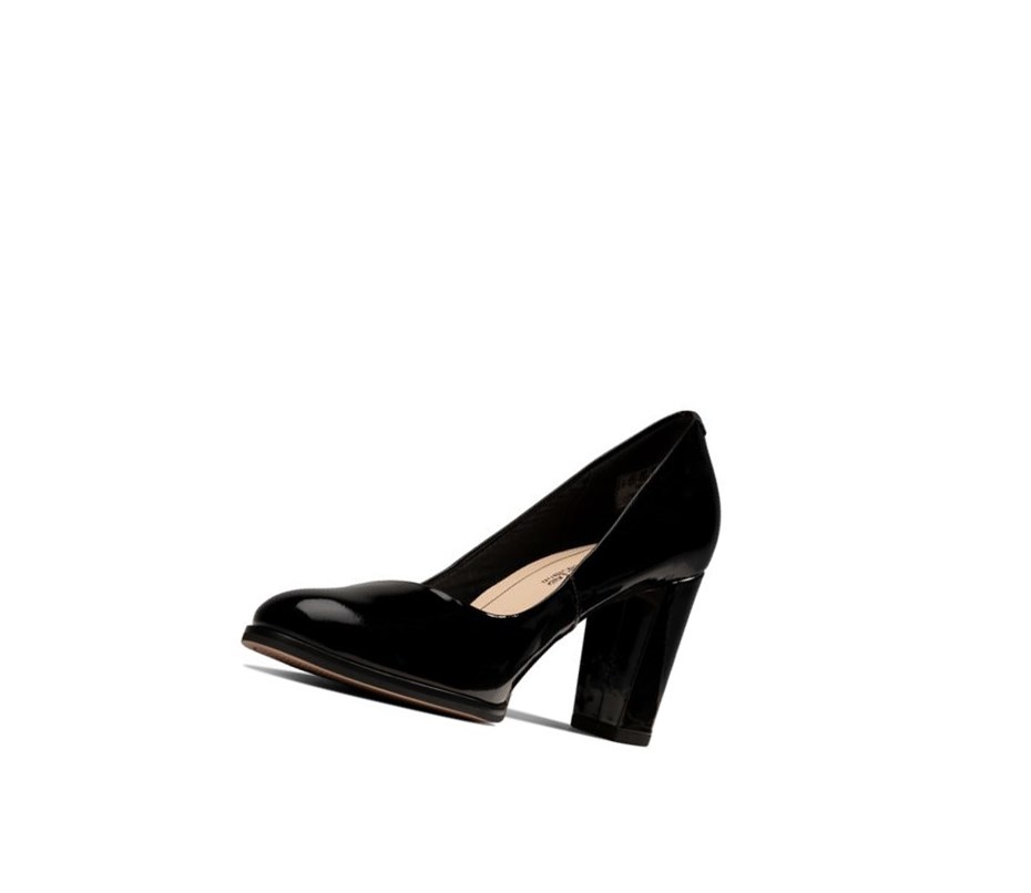 Clarks Kaylin Cara Lack Weite Fit Lederschuhe Damen Schwarz | ZJXD67218
