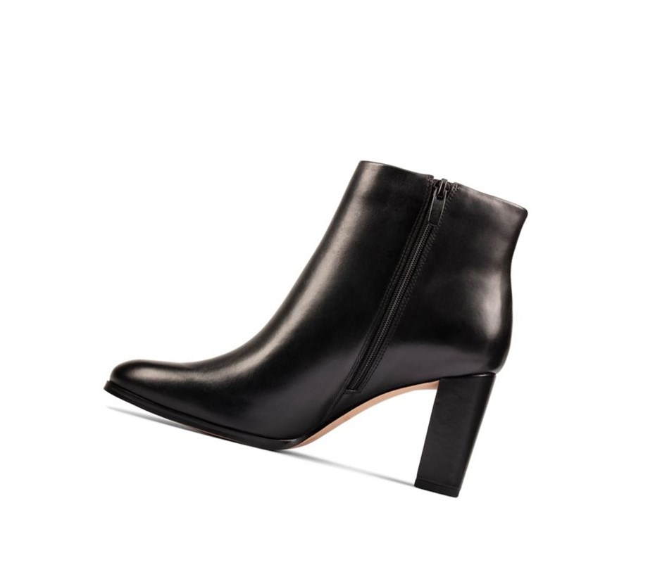 Clarks Kaylin Fern Leder Stiefeletten Damen Schwarz | DABO70628