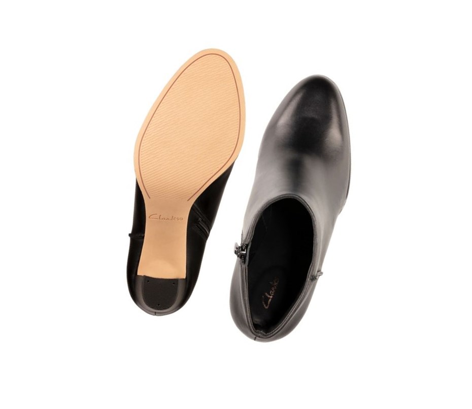 Clarks Kaylin Fern Leder Stiefeletten Damen Schwarz | DABO70628