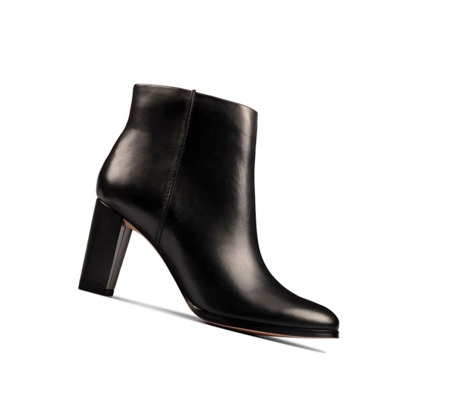 Clarks Kaylin Fern Leder Stiefeletten Damen Schwarz | DABO70628