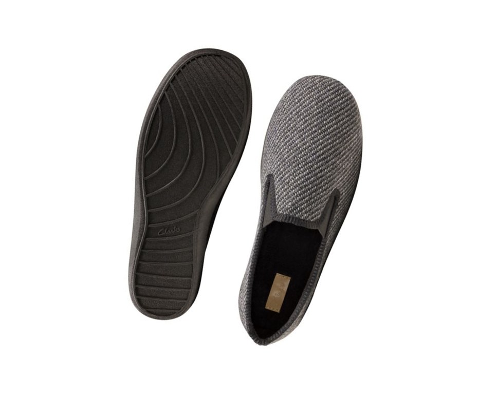 Clarks King Twin Textil Hausschuhe Herren Grau | UCSK14720
