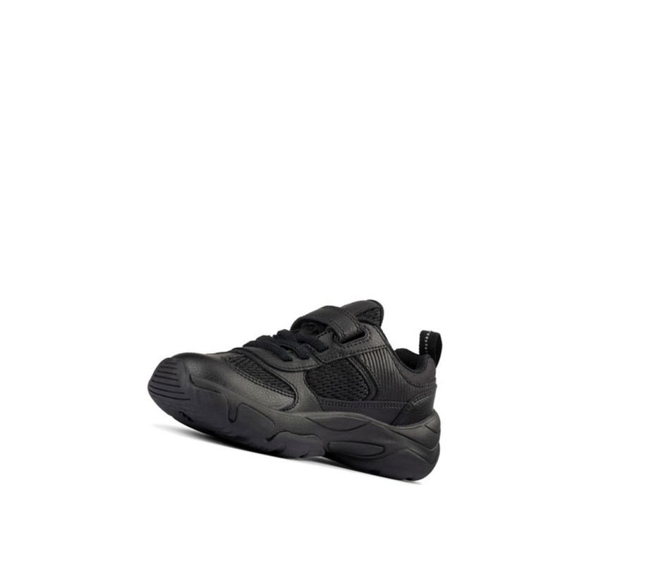 Clarks Kuju Run Leder Schulschuhe Jungen Schwarz | PWFY98624