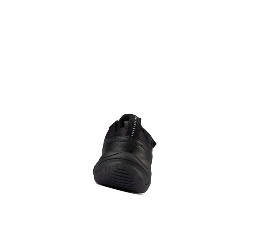 Clarks Kuju Run Leder Schulschuhe Jungen Schwarz | PWFY98624