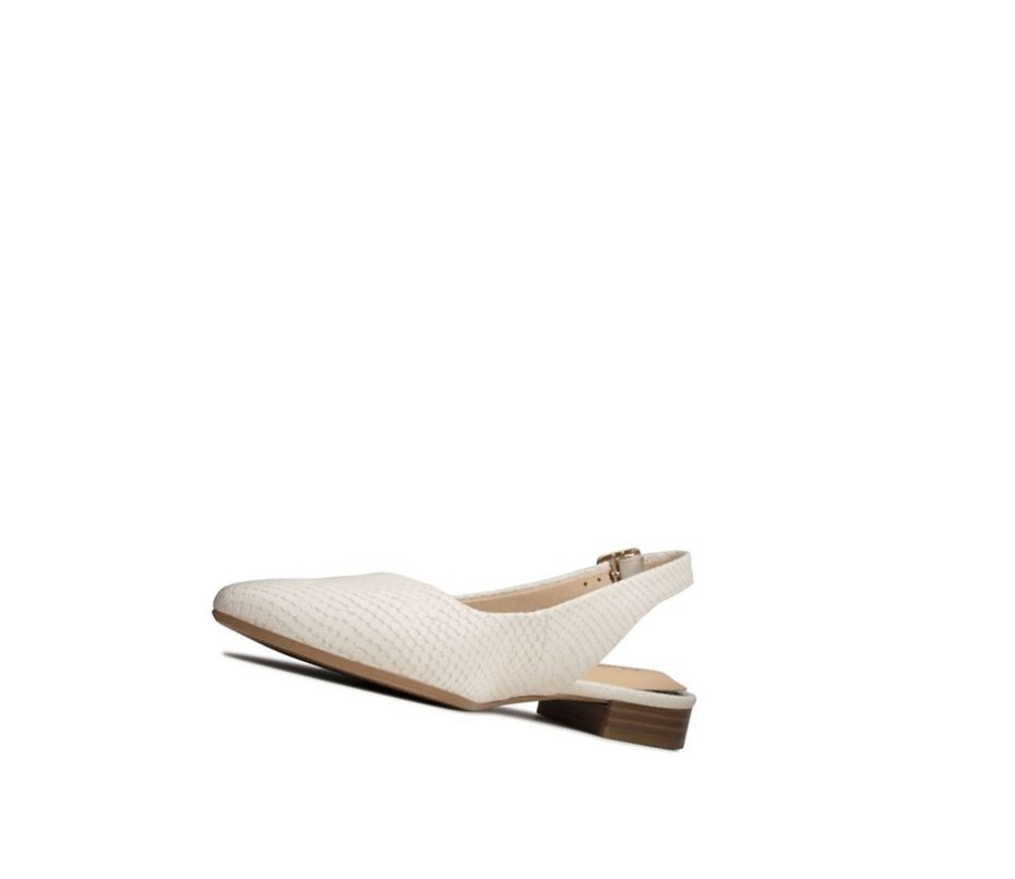 Clarks Laina15 Sling Leder Ballerinas Damen Weiß Schlangenoptik | DGBQ09145