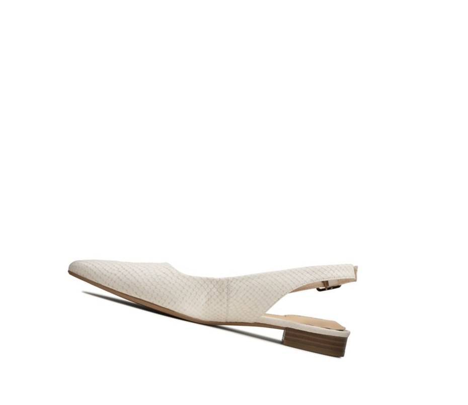 Clarks Laina15 Sling Leder Ballerinas Damen Weiß Schlangenoptik | DGBQ09145