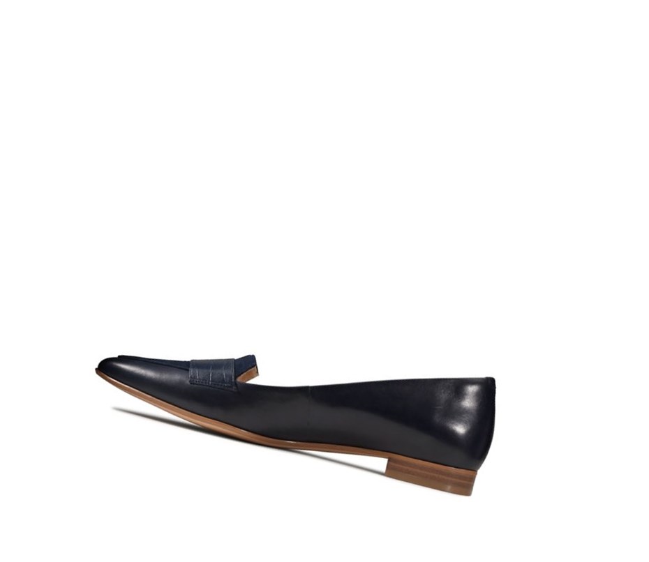 Clarks Laina 15 Croc Leder Ballerinas Damen Navy | EFYX29861