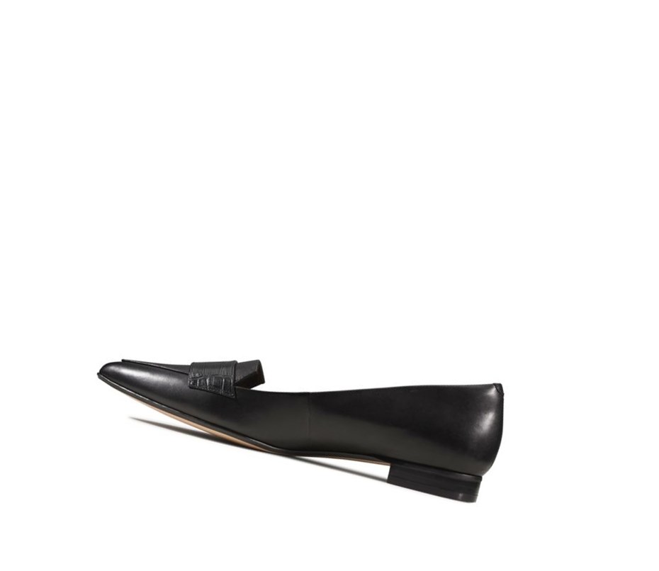 Clarks Laina 15 Leder Flache Schuhe Damen Schwarz | UQTS46952