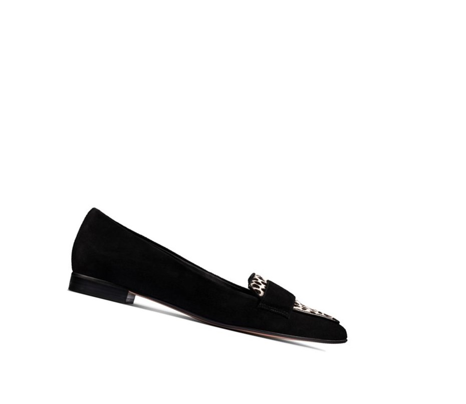 Clarks Laina 15 Print Leder Flache Schuhe Damen Leopard | GLZW56092