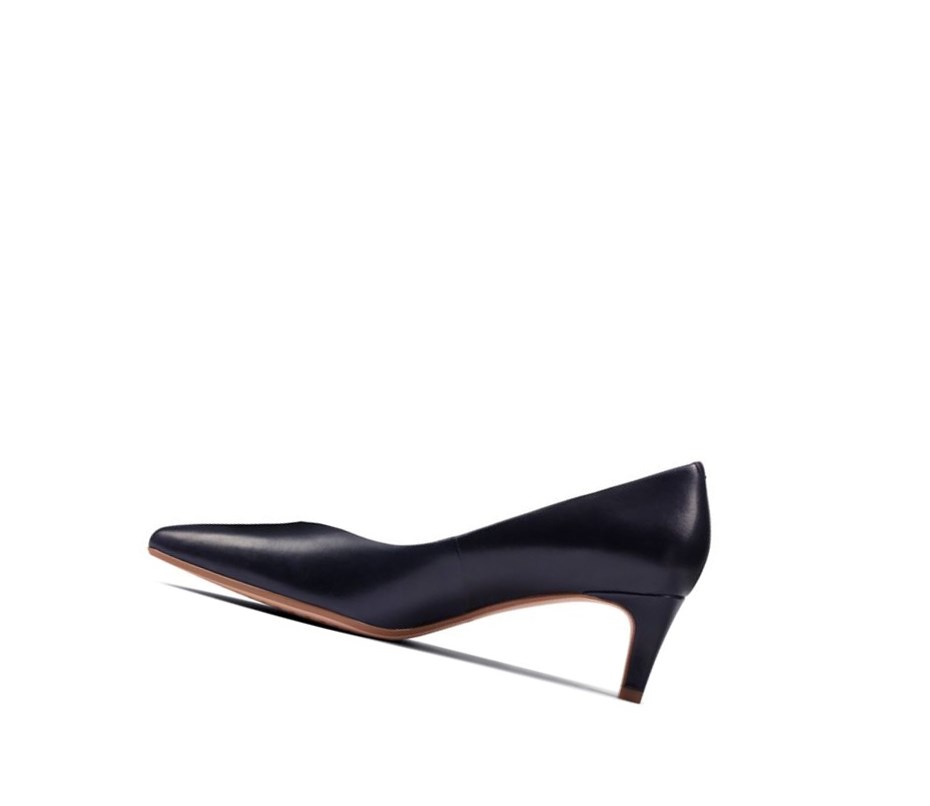 Clarks Laina 55 Court Leder Hohe Schuhe Damen Navy | GQEL34065