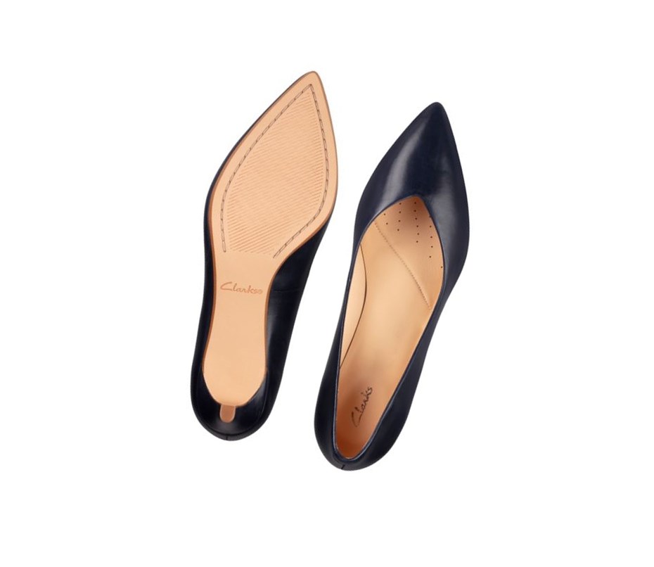 Clarks Laina 55 Court Leder Hohe Schuhe Damen Navy | GQEL34065