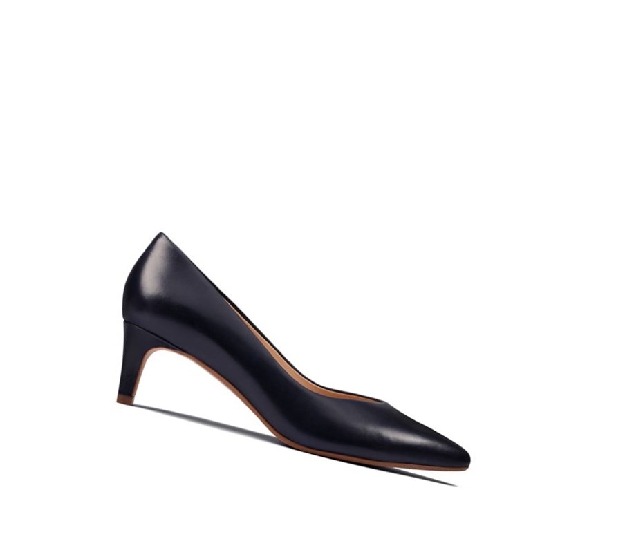 Clarks Laina 55 Court Leder Hohe Schuhe Damen Navy | GQEL34065