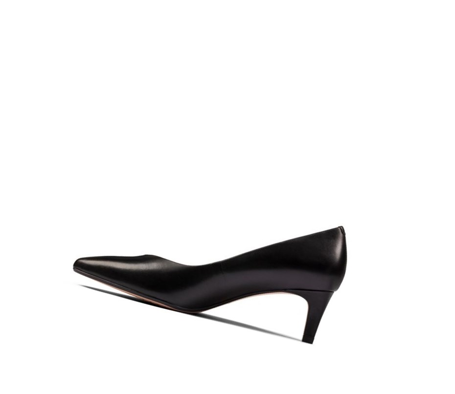 Clarks Laina 55 Court Leder Hohe Schuhe Damen Schwarz | SZJR83401