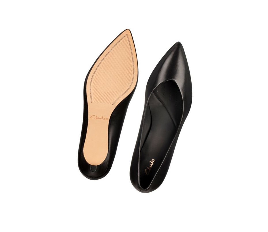 Clarks Laina 55 Court Leder Hohe Schuhe Damen Schwarz | SZJR83401