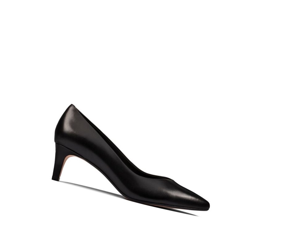 Clarks Laina 55 Court Leder Hohe Schuhe Damen Schwarz | SZJR83401