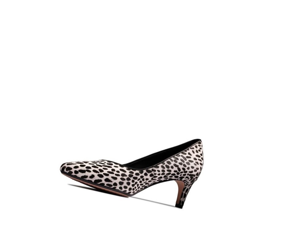 Clarks Laina 55 Court Print Leder Weite Fit Lederschuhe Damen Leopard | PVGD59182