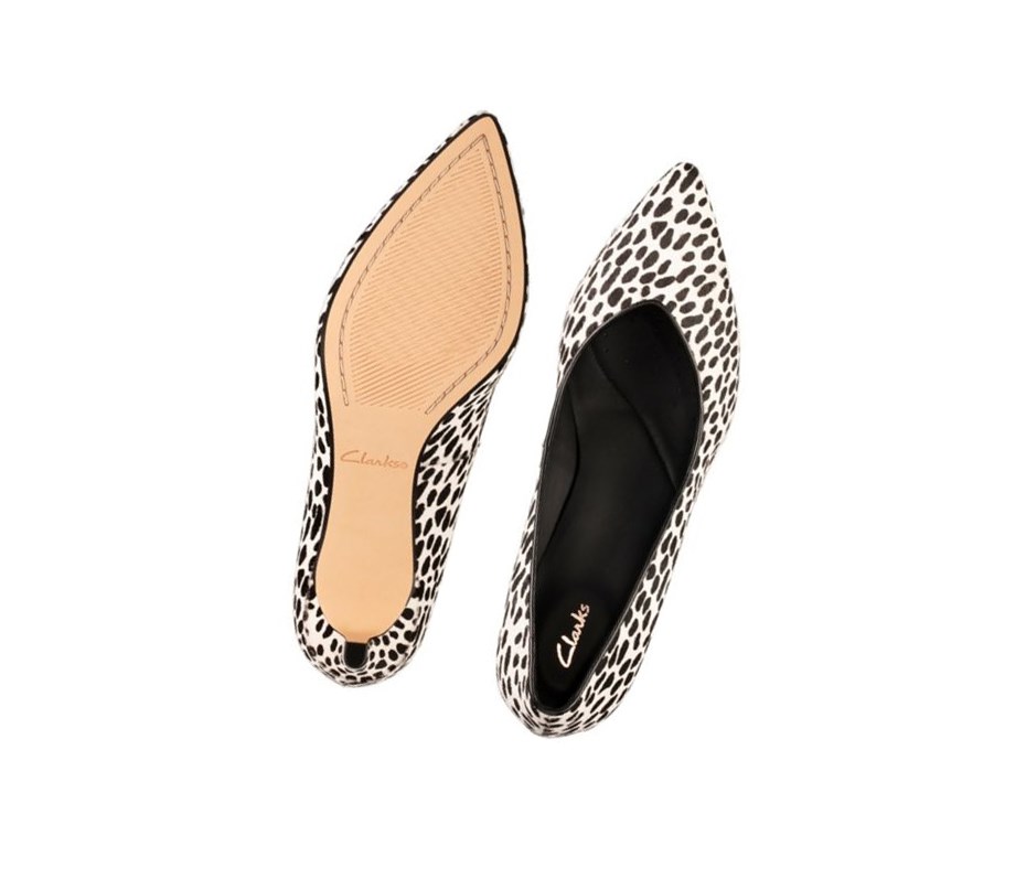 Clarks Laina 55 Court Print Leder Weite Fit Lederschuhe Damen Leopard | PVGD59182