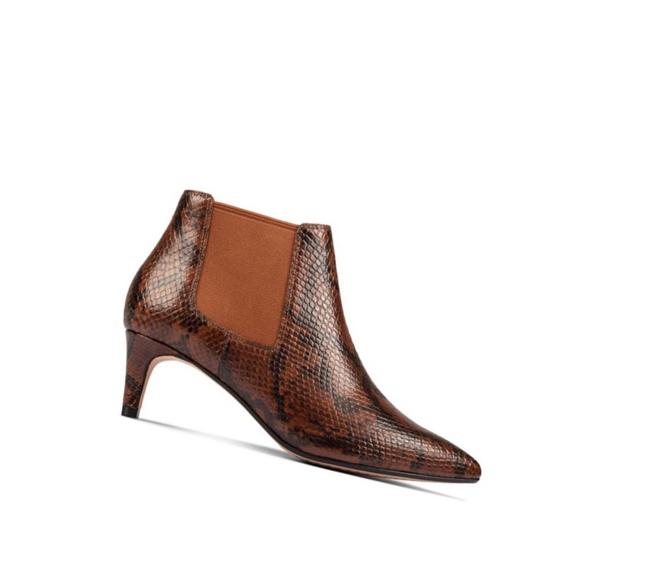 Clarks Laina 55 Leder Stiefel mit Absatz Damen Dunkelbraun | FATI87549