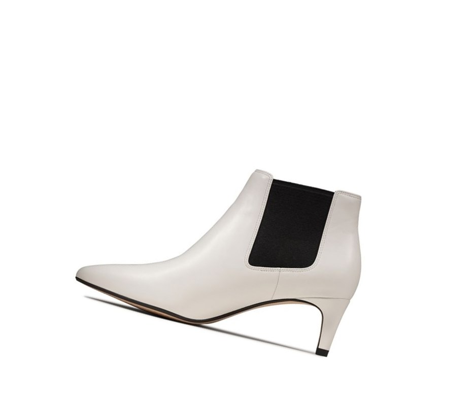 Clarks Laina 55 Leder Stiefel mit Absatz Damen Weiß | WJML67195