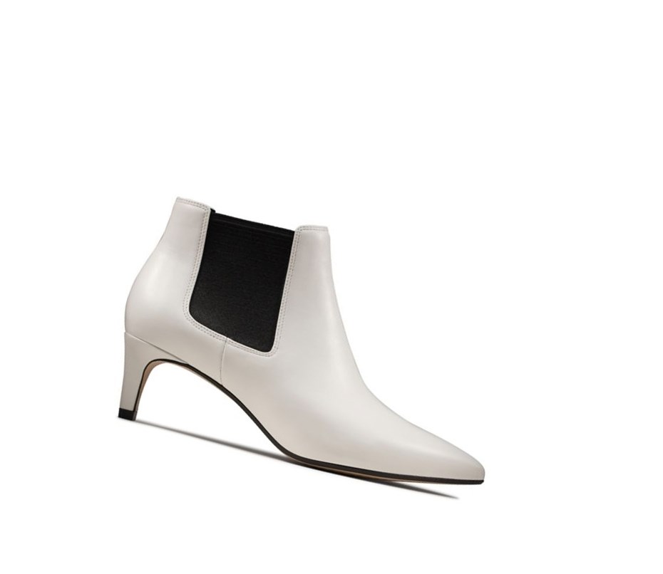 Clarks Laina 55 Leder Stiefel mit Absatz Damen Weiß | WJML67195