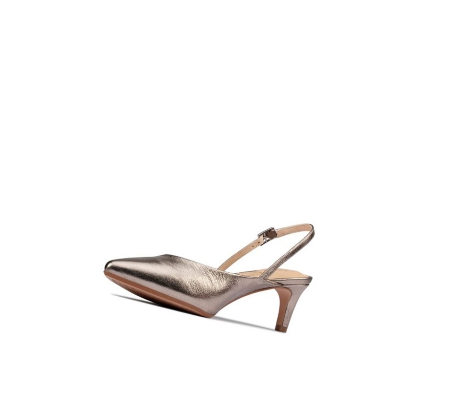 Clarks Laina 55 Sling Leder Hohe Schuhe Damen Gold | LSEW34625