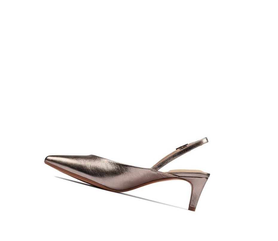 Clarks Laina 55 Sling Leder Hohe Schuhe Damen Gold | LSEW34625