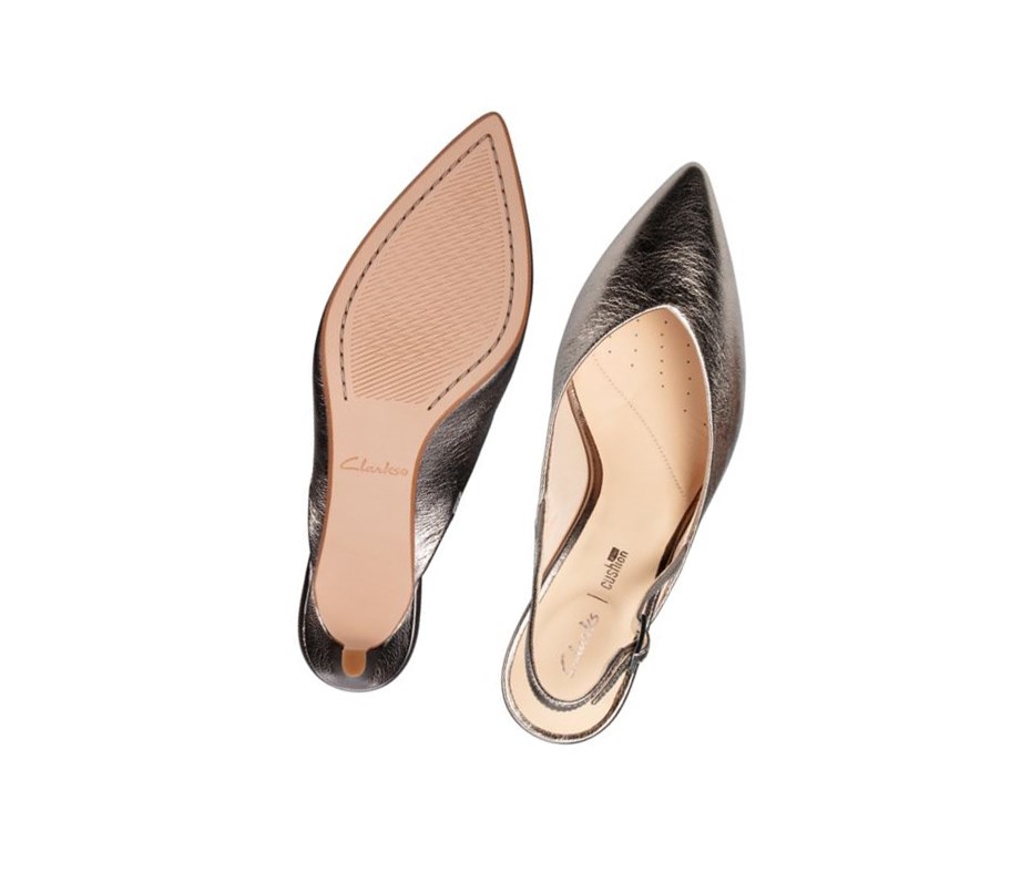Clarks Laina 55 Sling Leder Hohe Schuhe Damen Gold | LSEW34625