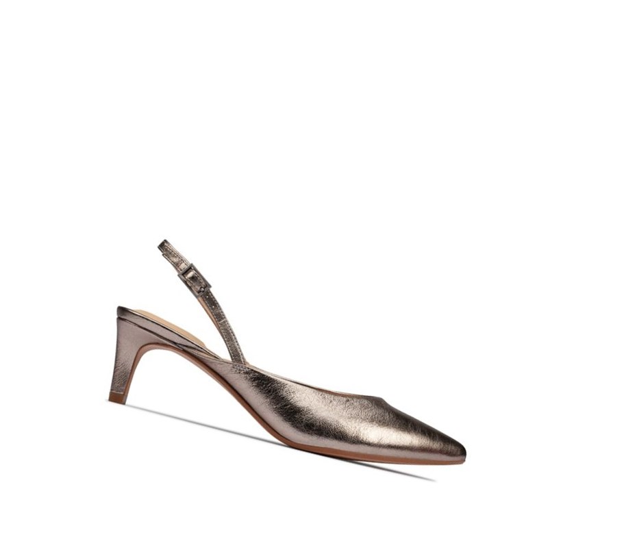 Clarks Laina 55 Sling Leder Hohe Schuhe Damen Gold | LSEW34625
