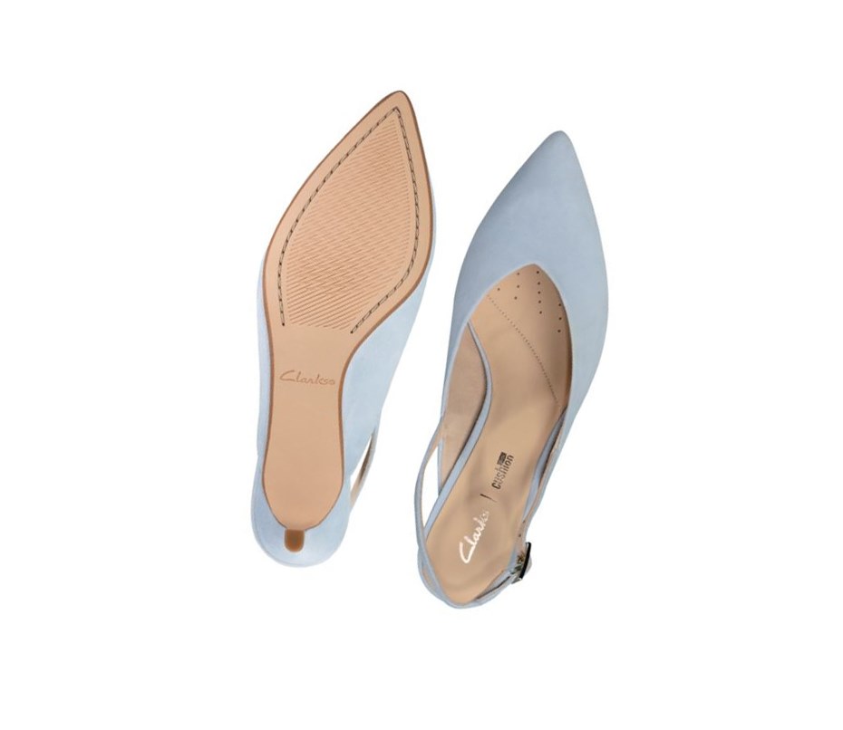 Clarks Laina 55 Sling Wildleder Hohe Schuhe Damen Hellblau | USRY01546