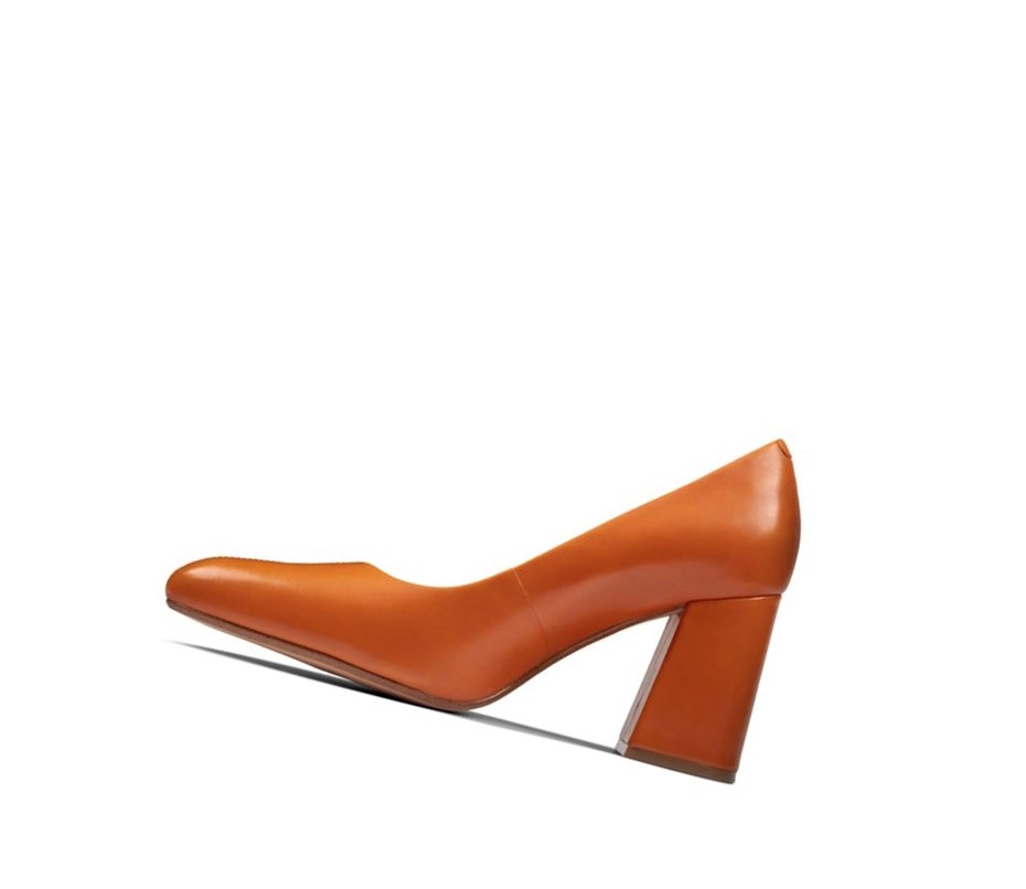 Clarks Laina 85 Court Leder Hohe Schuhe Damen Orange | ONGA45637
