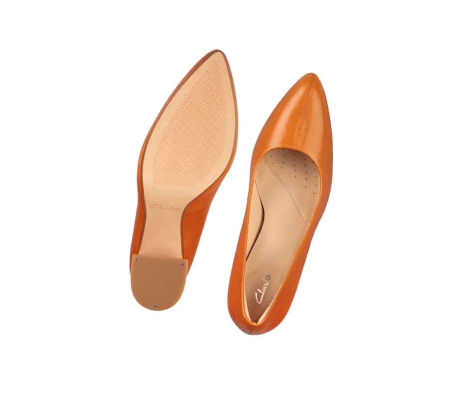 Clarks Laina 85 Court Leder Hohe Schuhe Damen Orange | ONGA45637