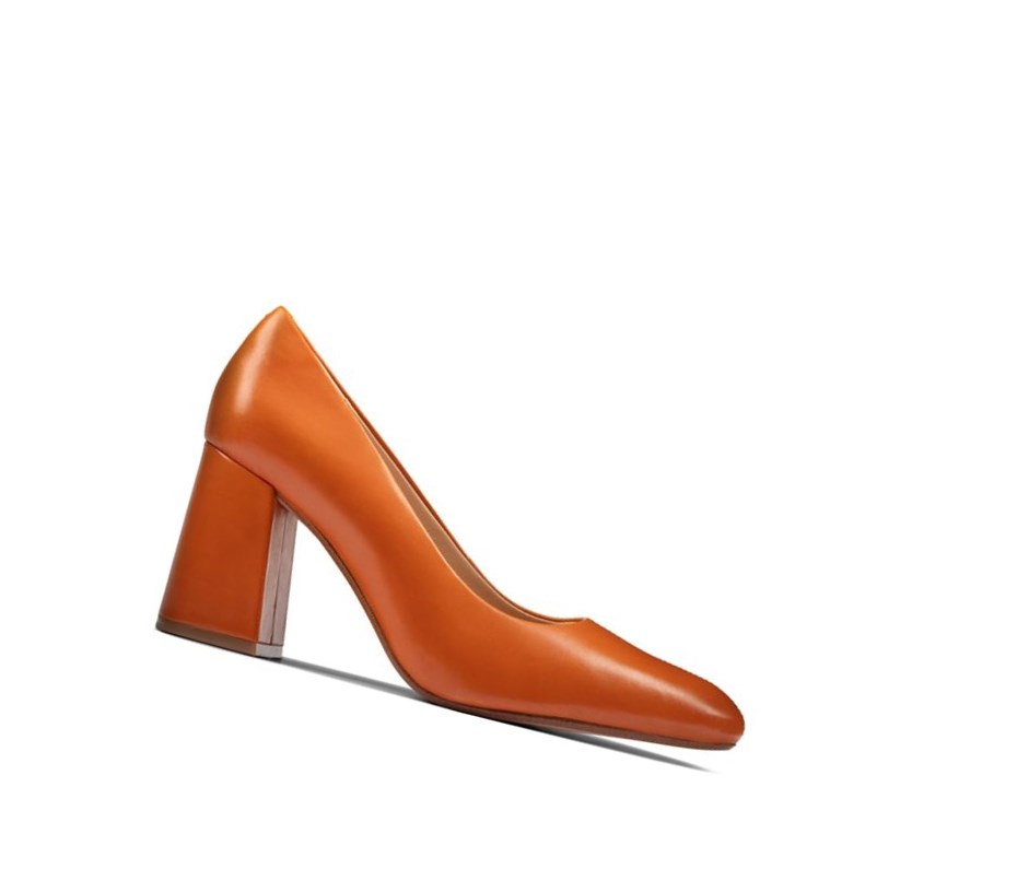 Clarks Laina 85 Court Leder Hohe Schuhe Damen Orange | ONGA45637