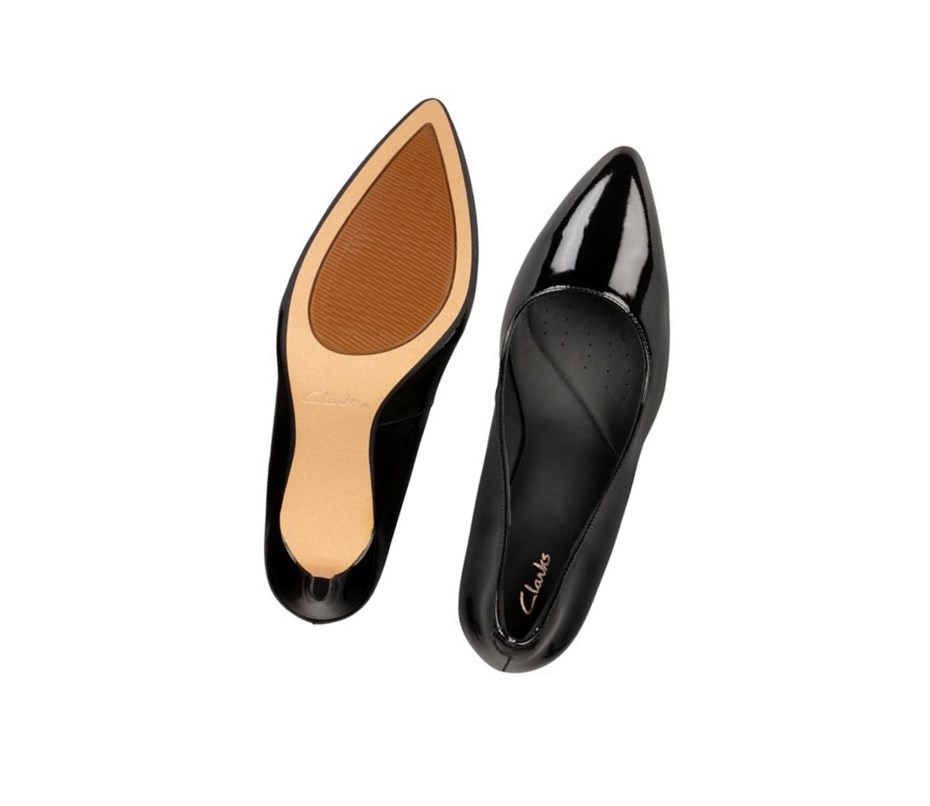 Clarks Laina Rae 2 Lack Leder Hohe Schuhe Damen Schwarz | FDHK06893