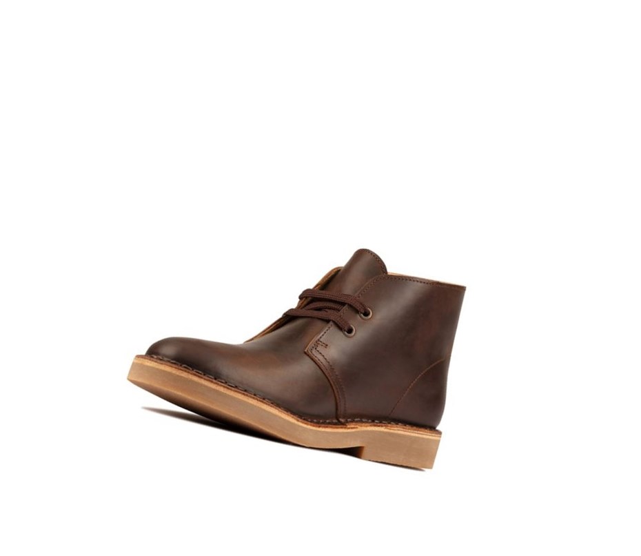 Clarks Laufschuhe Leder Wüstenstiefel Damen Dunkelbraun | BGPL56028