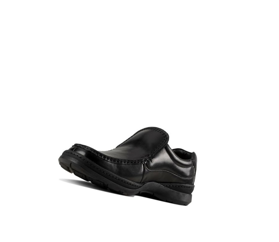 Clarks Line Free Leder Slip On Schuhe Herren Schwarz | EZOX69807