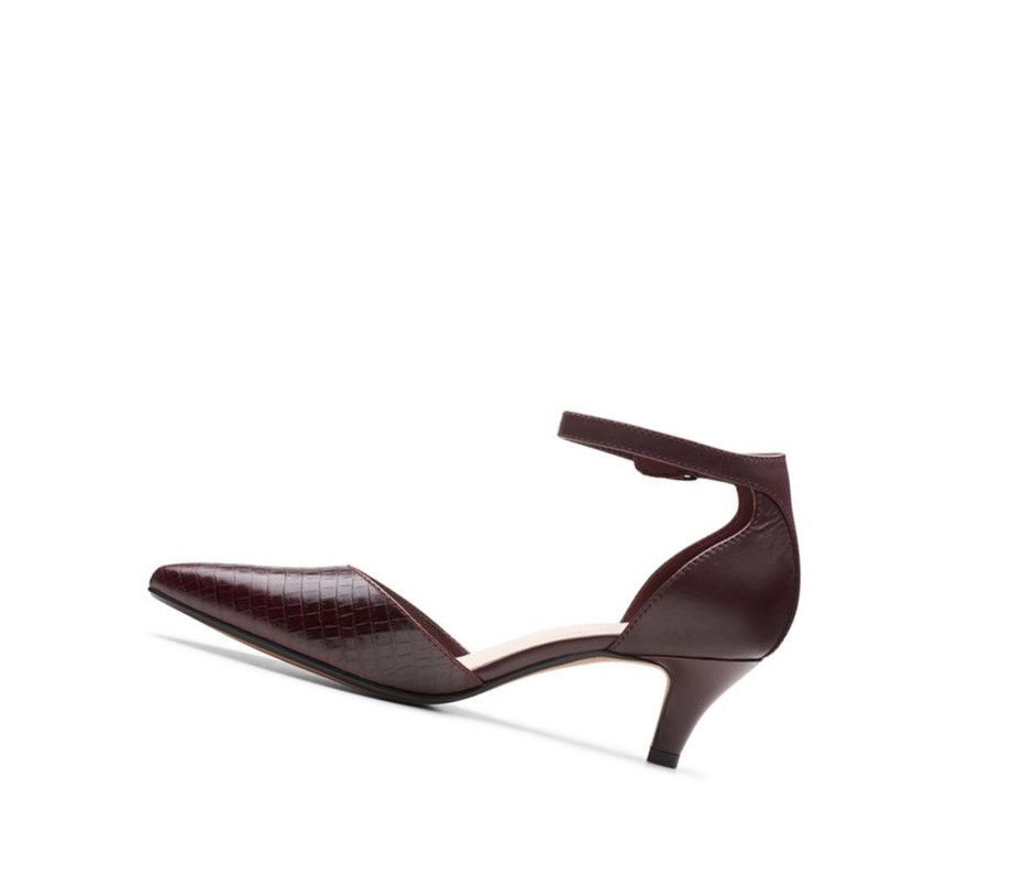 Clarks Linvale Edyth Leder Weite Fit Lederschuhe Damen Bordeaux | GQZY36452