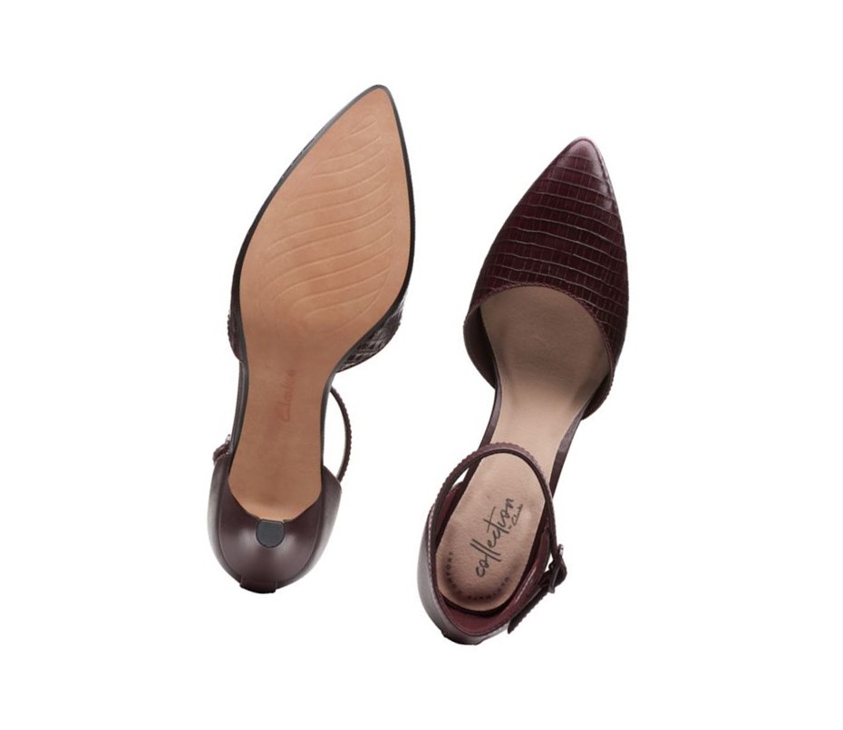 Clarks Linvale Edyth Leder Weite Fit Lederschuhe Damen Bordeaux | GQZY36452