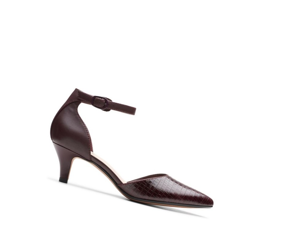 Clarks Linvale Edyth Leder Weite Fit Lederschuhe Damen Bordeaux | GQZY36452