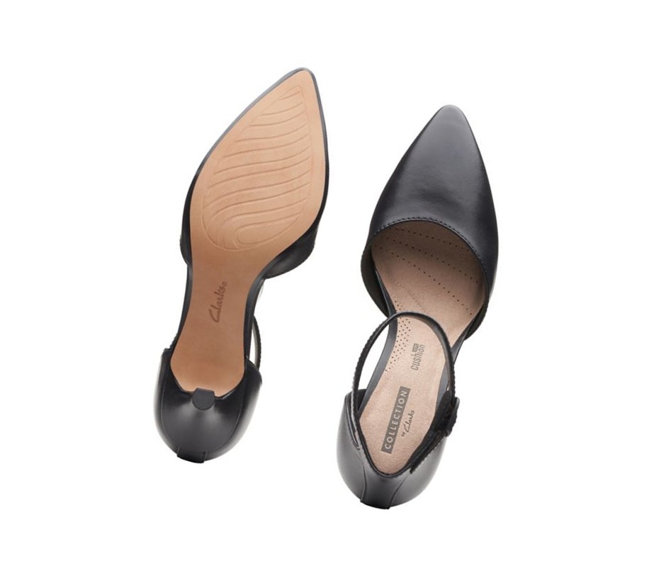 Clarks Linvale Edyth Leder Weite Fit Lederschuhe Damen Schwarz | VORE58261