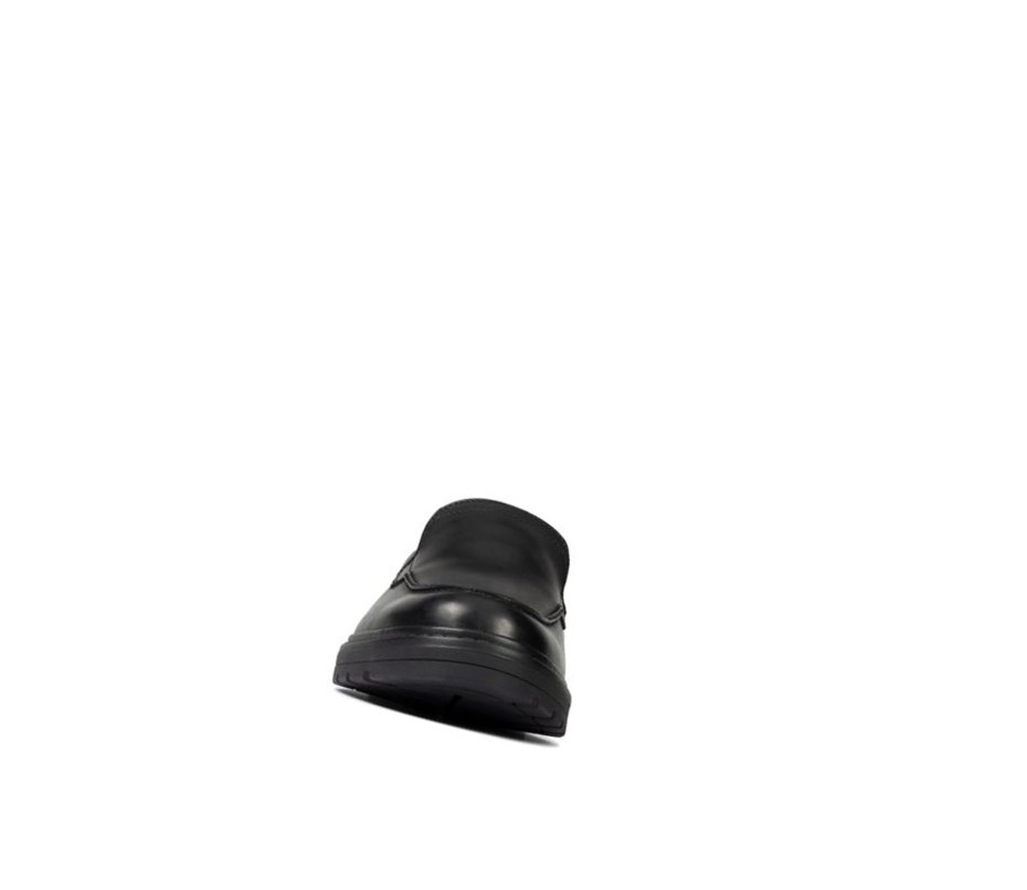 Clarks Loxham Grove Leder Slip On Schuhe Mädchen Schwarz | JOBY87053
