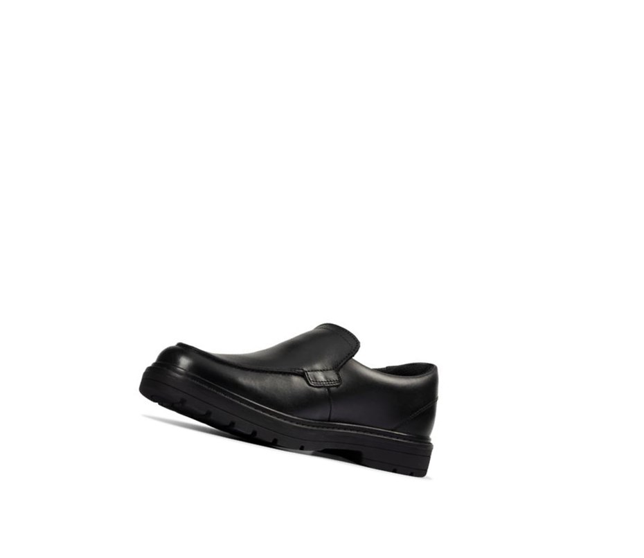 Clarks Loxham Grove Leder Slip On Schuhe Mädchen Schwarz | JOBY87053