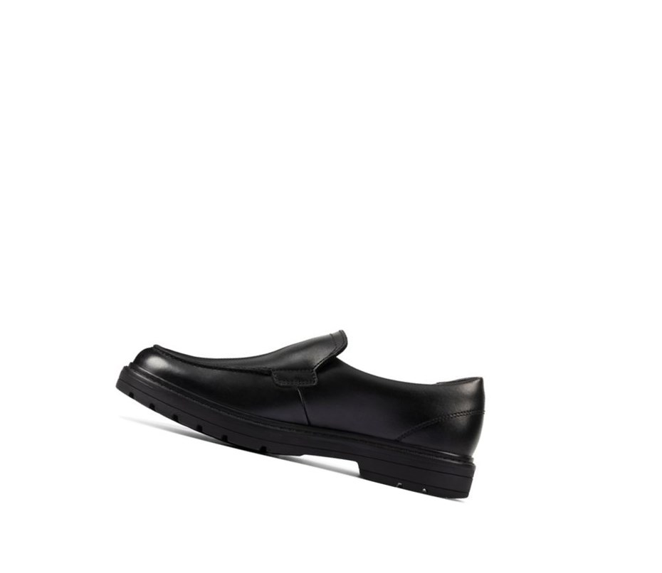 Clarks Loxham Grove Leder Slip On Schuhe Jungen Schwarz | MXRK59732
